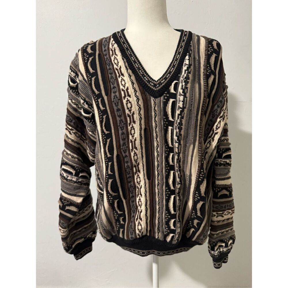 Divots Cotton 3D textured coogi style Cosby sweater L